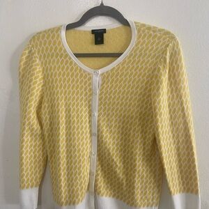 Anne Taylor Yellow and White Patterned Women's Sweater